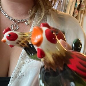 Some Crazing Chicken Rooster Salt Pepper